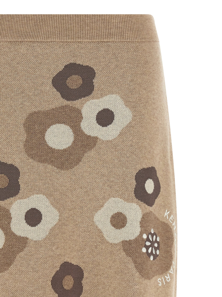 Kenzo Hana Dots Skirt For Women With Textured Knit Detailing Luxury Wool Blend Statement Piece FW25