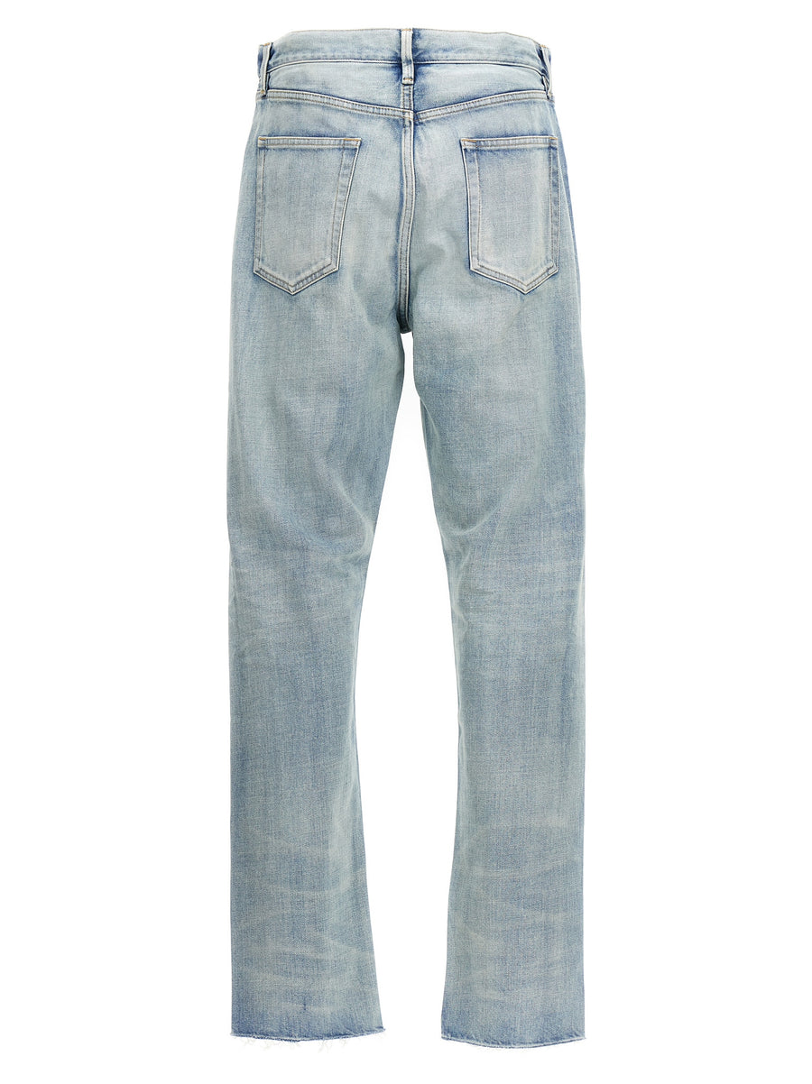 Fear Of God Straight Jeans For Men Premium 100 Percent Cotton Light Blue Denim Five Pocket