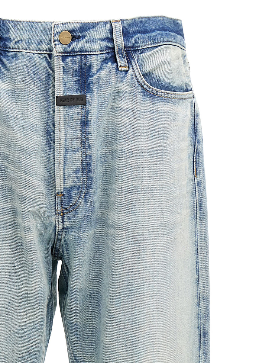 Fear Of God Straight Jeans For Men Premium 100 Percent Cotton Light Blue Denim Five Pocket