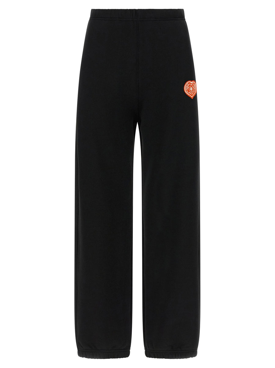 Kenzo Boke Heart Joggers for Women Luxurious 100 Cotton Fleece Trousers Straight Leg Loungewear with Drawstring