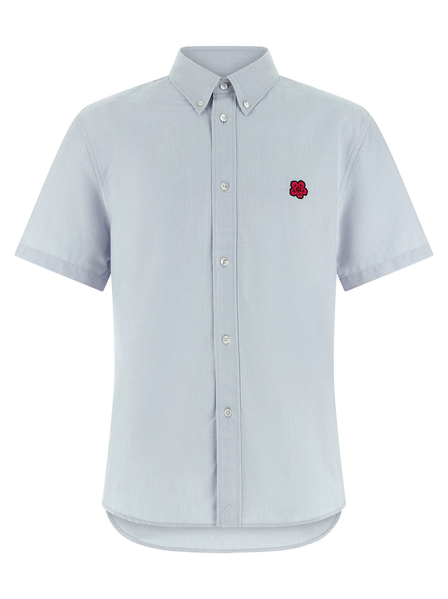 Kenzo Boke Flower Crest Shirt For Men Luxurious 100 Percent Cotton Oxford Smart Casual Crest Patch