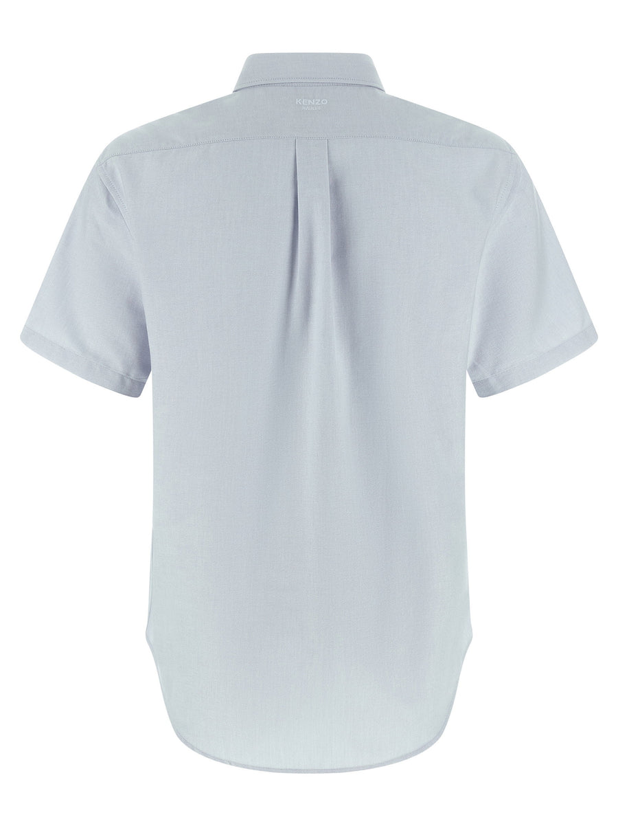 Kenzo Boke Flower Crest Shirt For Men Luxurious 100 Percent Cotton Oxford Smart Casual Crest Patch