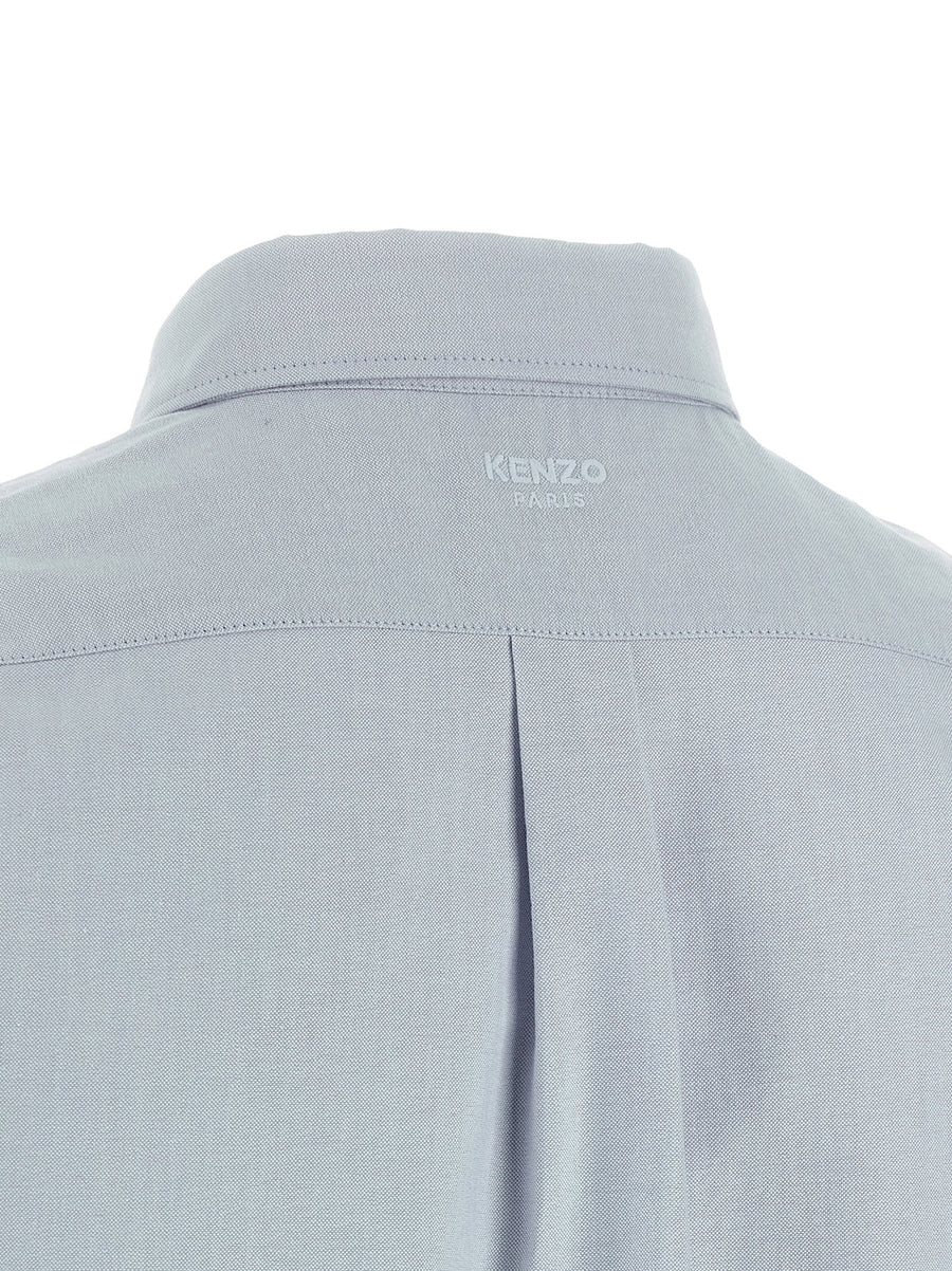Kenzo Boke Flower Crest Shirt For Men Luxurious 100 Percent Cotton Oxford Smart Casual Crest Patch