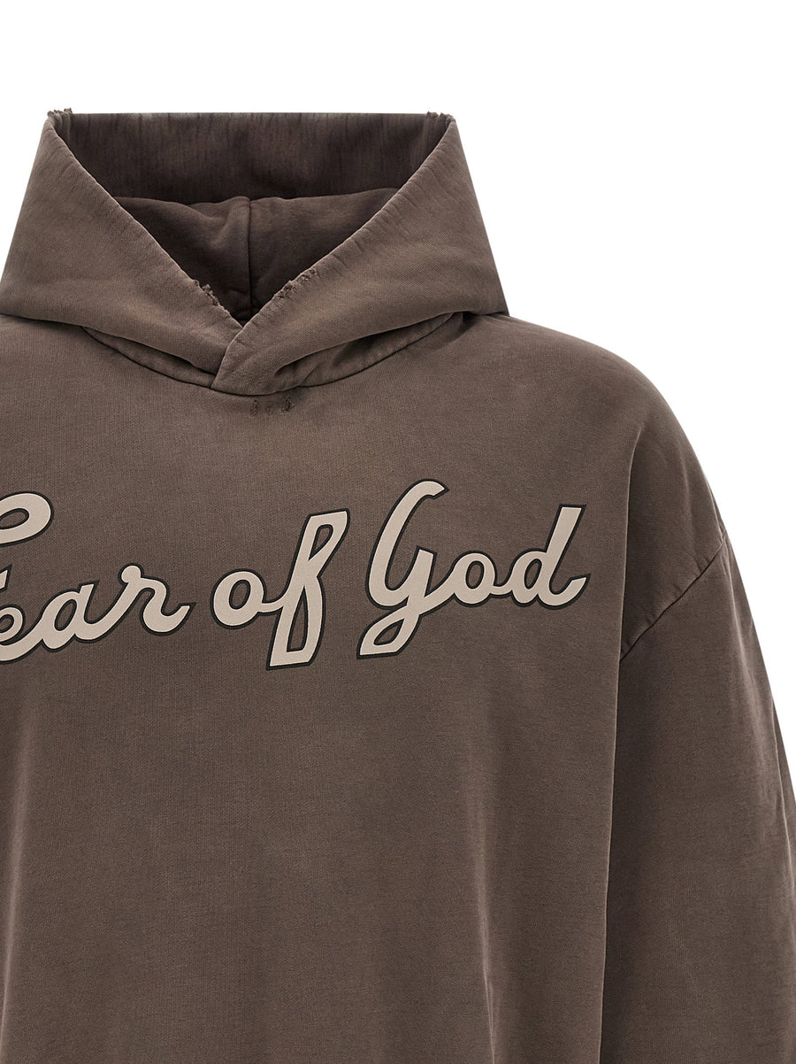 Fear Of God 26 Classic Half Raglan Hoodie Mens Heavy Used Effect Cotton Garment Washed Look