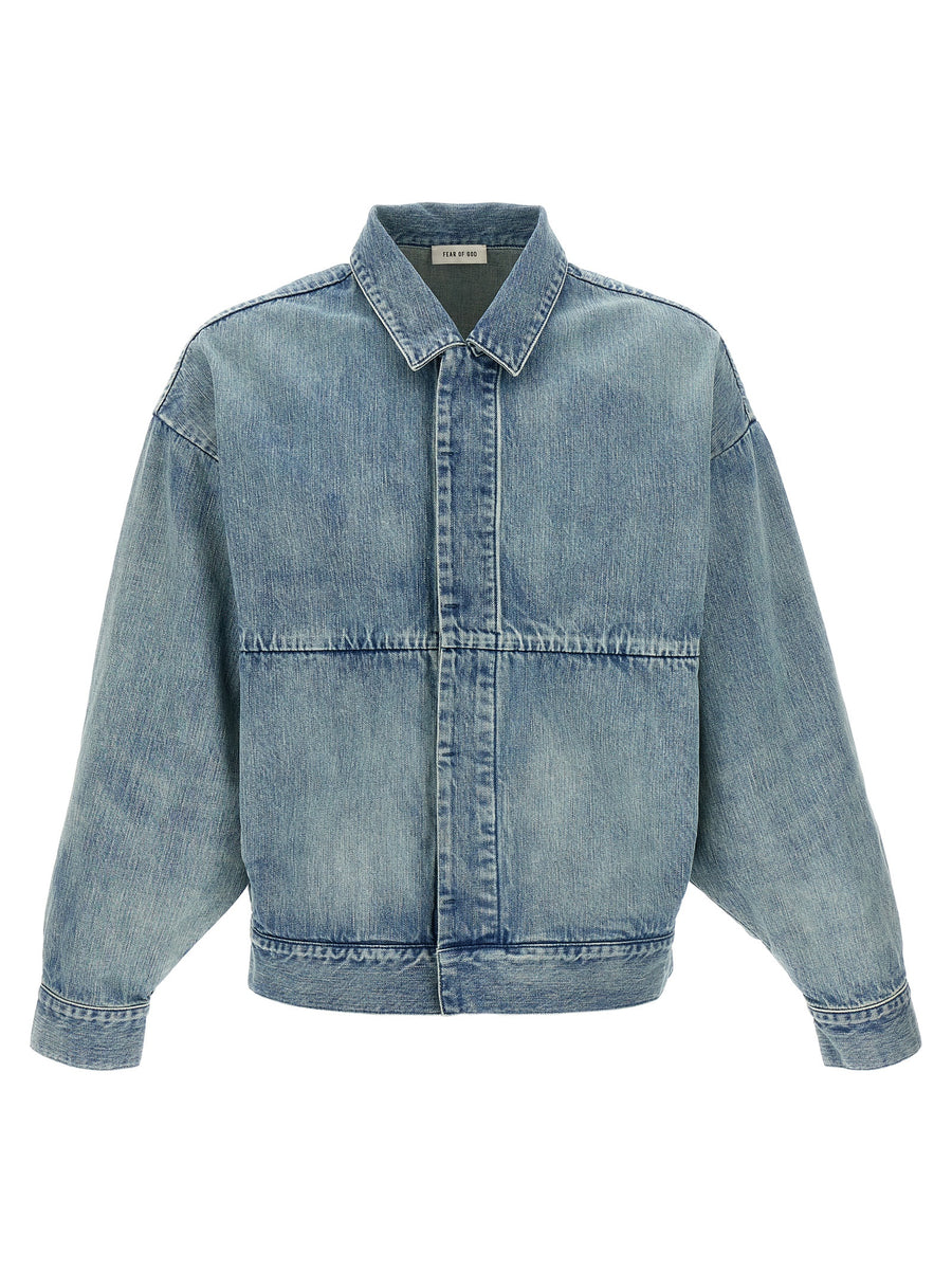 Fear Of God Denim Trucker Jacket For Men Delave Cotton Relaxed Fit Luxury Outerwear