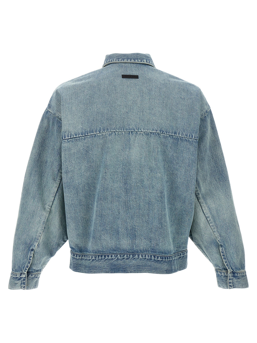 Fear Of God Denim Trucker Jacket For Men Delave Cotton Relaxed Fit Luxury Outerwear