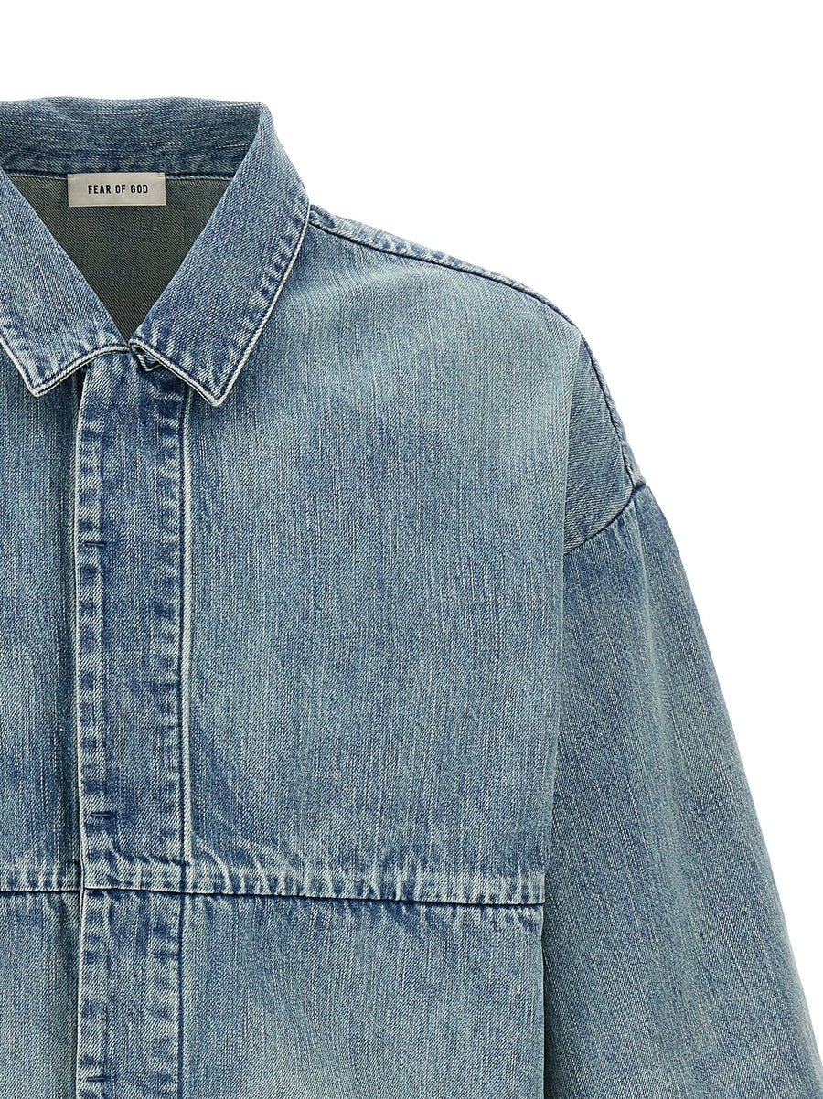 Fear Of God Denim Trucker Jacket For Men Delave Cotton Relaxed Fit Luxury Outerwear