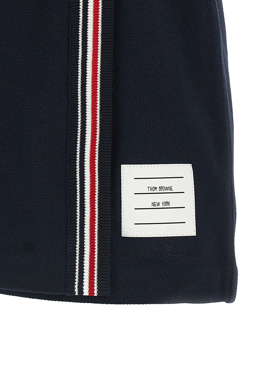 Thom Browne RWB Skirt Pique Cotton Miniskirt With Elastic Waistband Front Slit Wallet Style Silhouette For Women