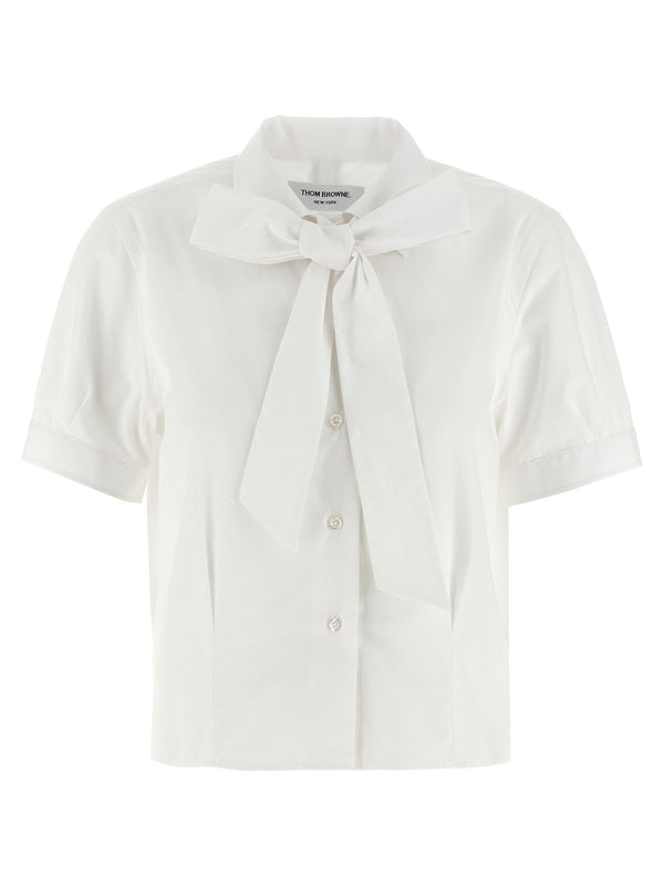 Thom Browne White Cotton Sash Shirt With Removable Neck Sash