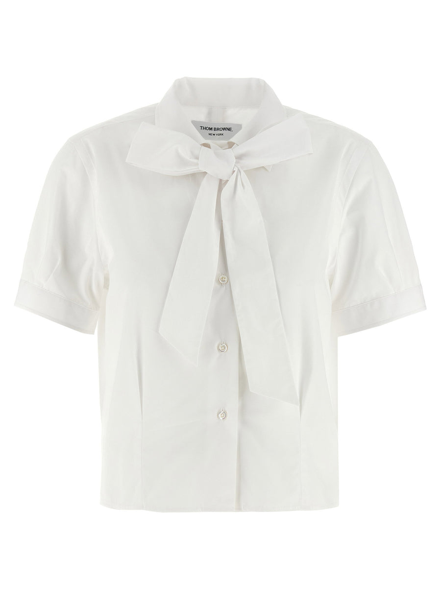 Thom Browne White Cotton Sash Shirt With Removable Neck Sash