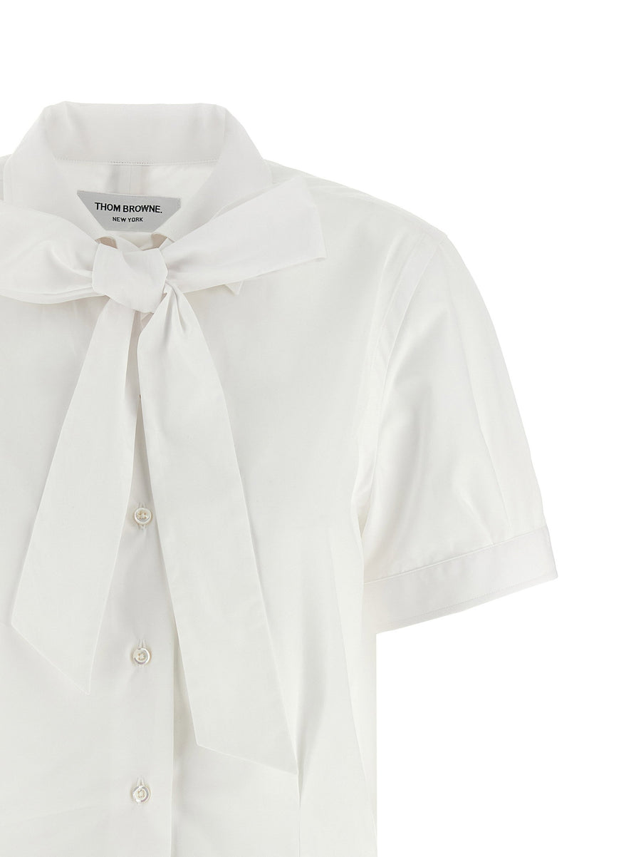 Thom Browne White Cotton Sash Shirt With Removable Neck Sash