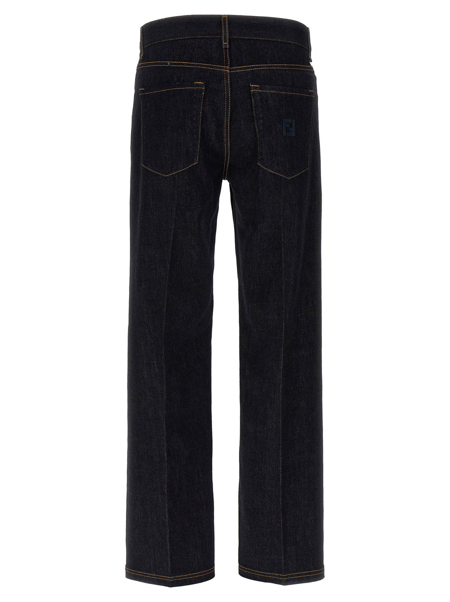 Fendi Selleria Jeans For Men Premium 100 Percent Cotton Denim Straight Fit With Selleria Detailing