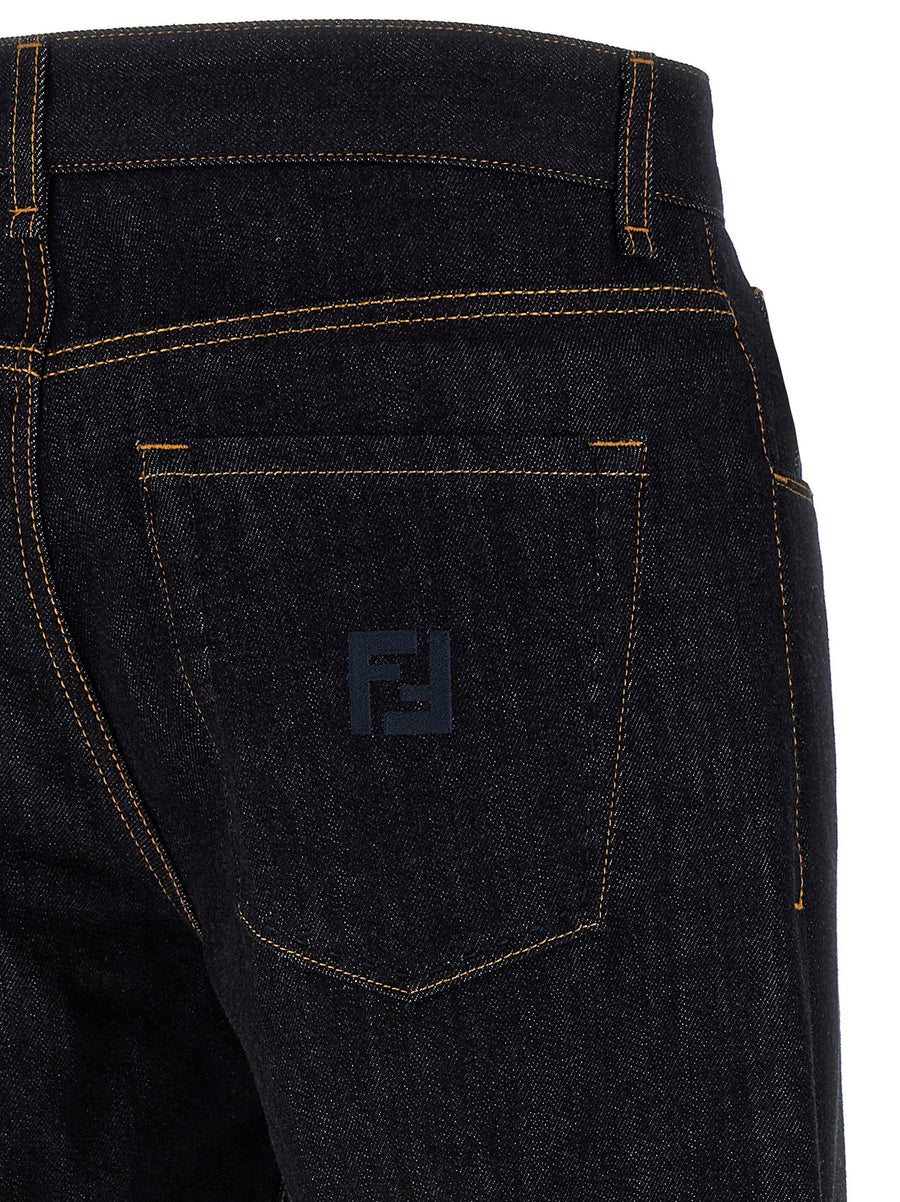 Fendi Selleria Jeans For Men Premium 100 Percent Cotton Denim Straight Fit With Selleria Detailing
