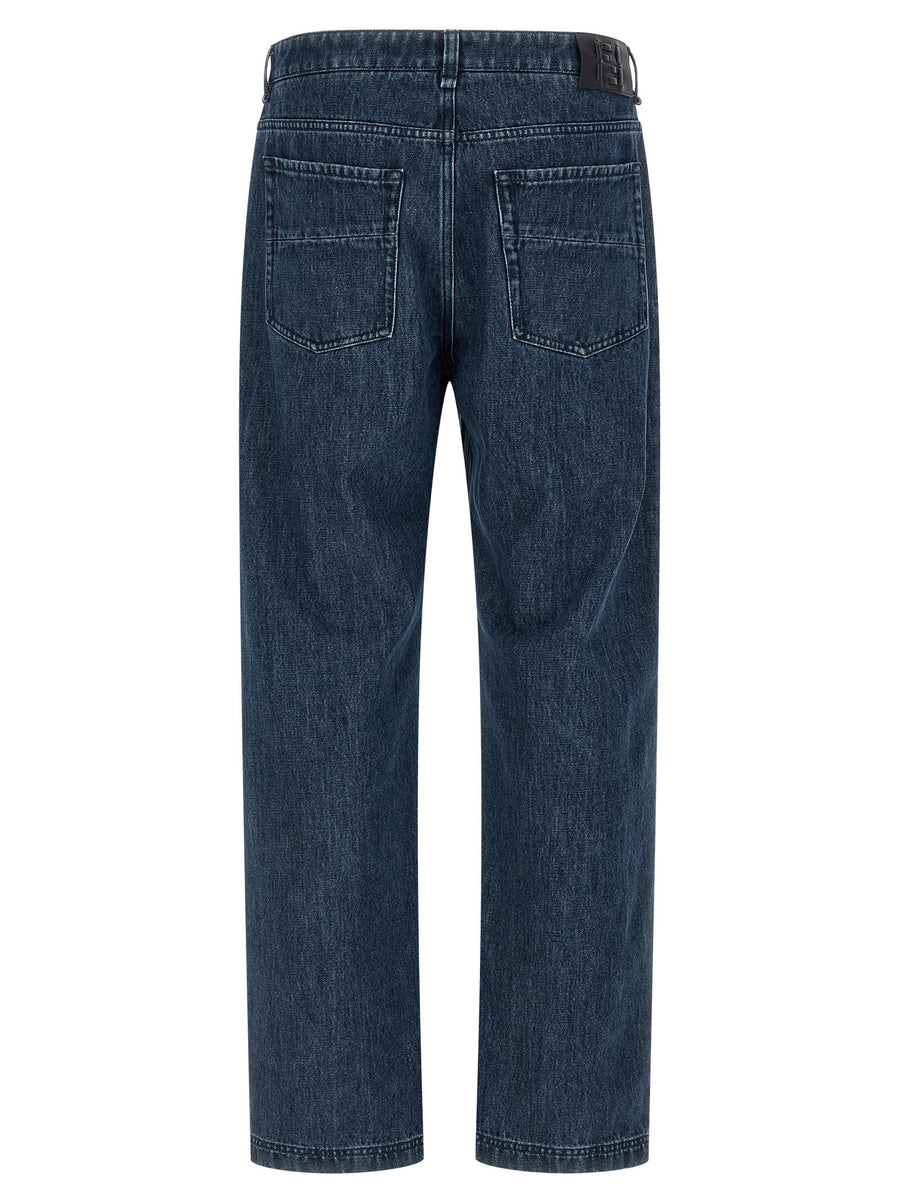 Fendi FF Inner Jeans Mens Blue Denim High Waist Flared 100 Percent Cotton