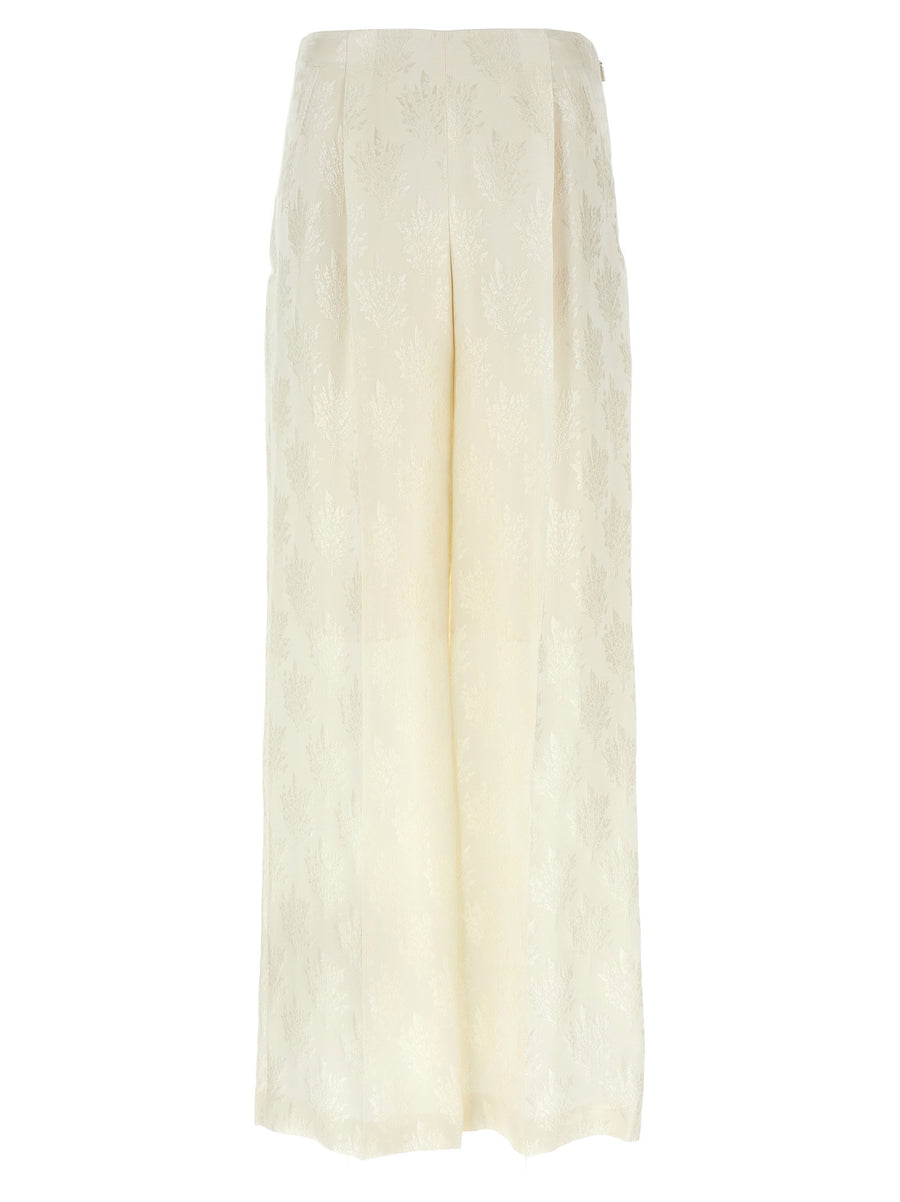 Fendi Bouquet Silk Trousers For Women Pajama Style White