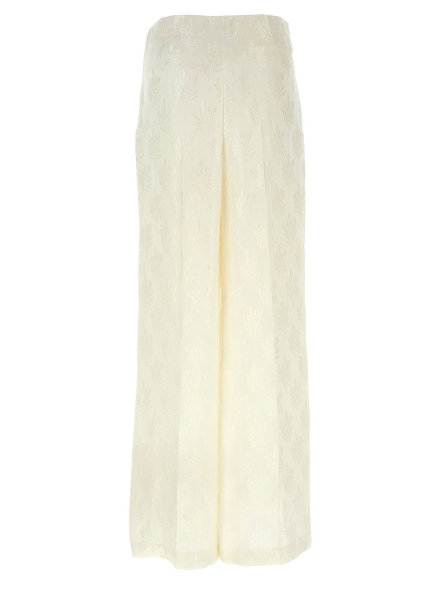 Fendi Bouquet Silk Trousers For Women Pajama Style White