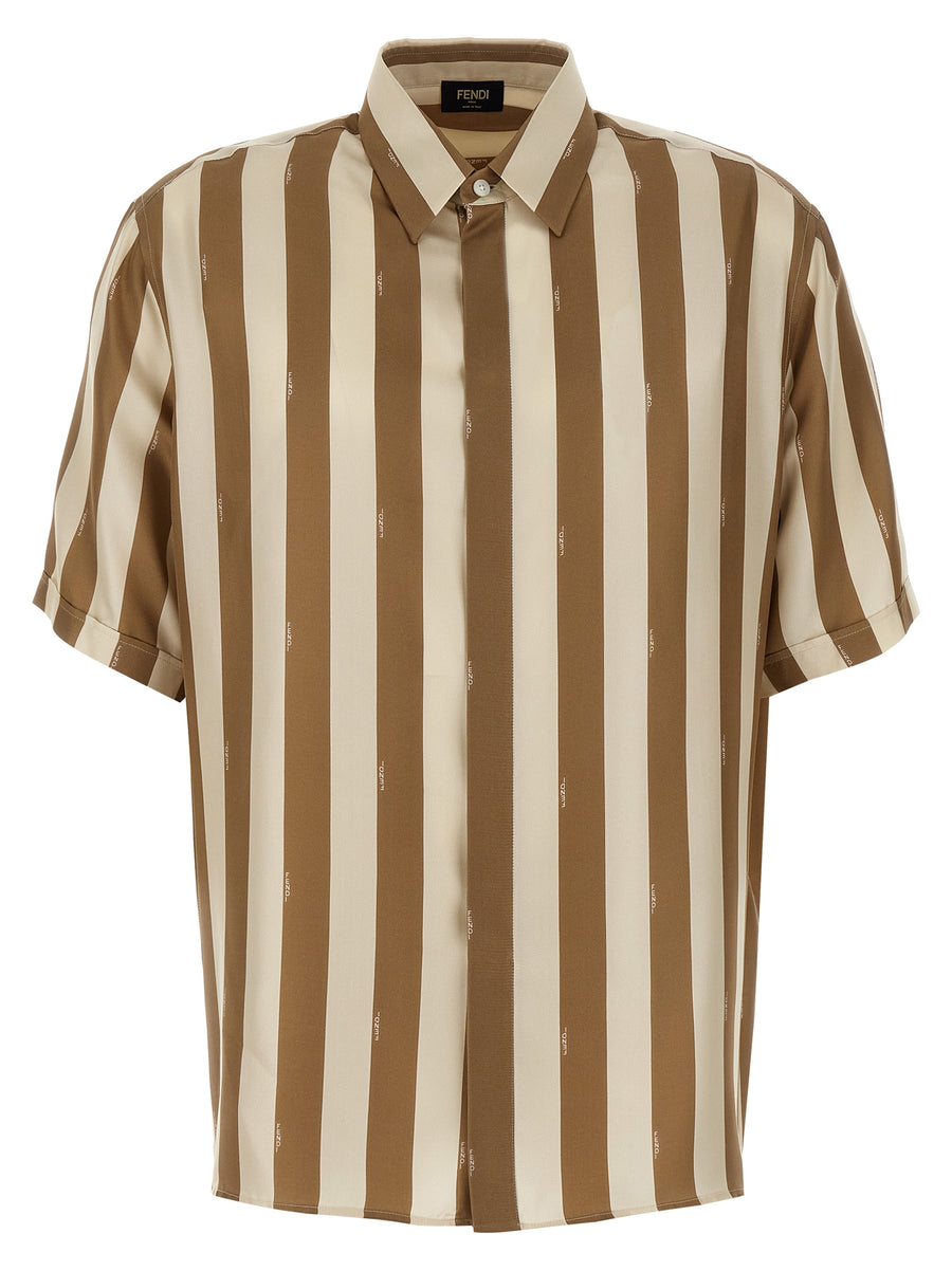 Fendi Pequin Silk Shirt For Men Premium Craftsmanship Iconic Stripes True To Size
