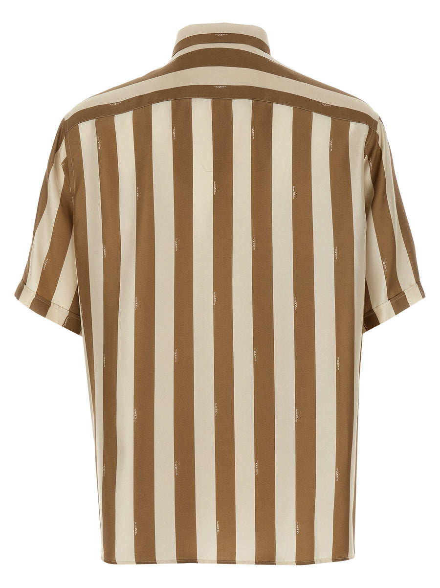 Fendi Pequin Silk Shirt For Men Premium Craftsmanship Iconic Stripes True To Size