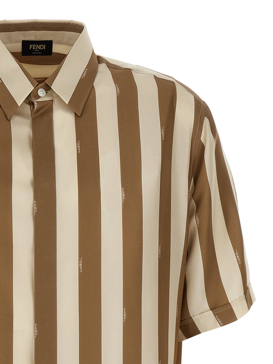 Fendi Pequin Silk Shirt For Men Premium Craftsmanship Iconic Stripes True To Size