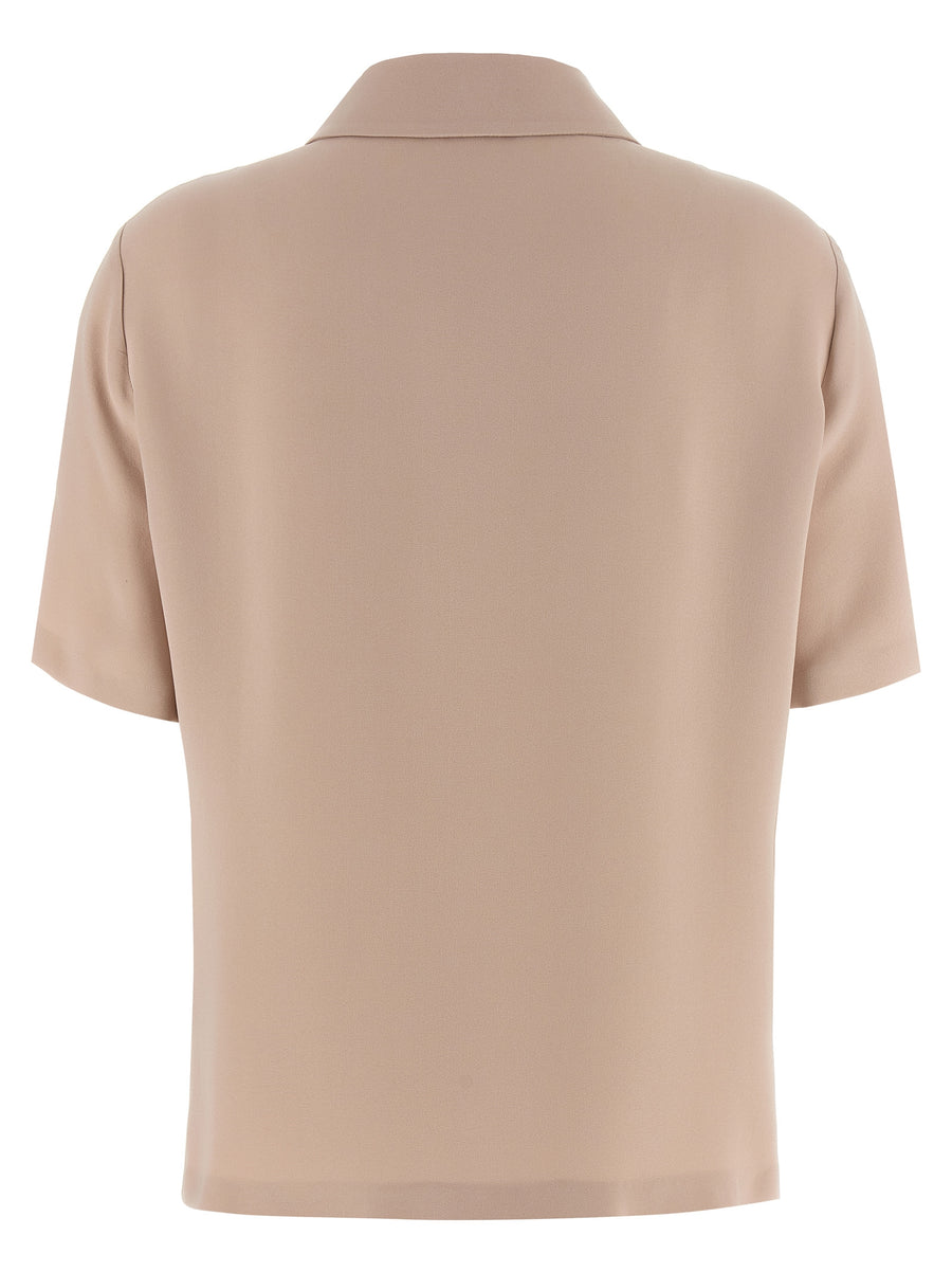 Fendi Silk Polo Shirt For Women Pink Silk Cady With Discreet Logo Embroidery Luxurious Versatile