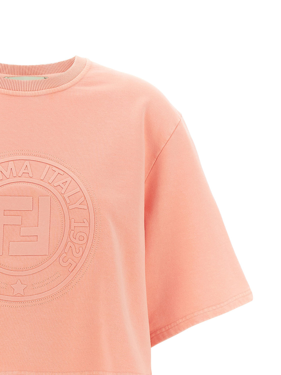 Fendi Roma 3D Embroidered Pink Crop Sweatshirt For Women Premium 100 Percent Cotton Topwear