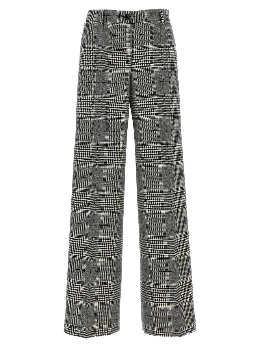Dolce and Gabbana Sartoriale Wool Cashmere Trousers for Women - Pied de Poule Tailored Luxury Officewear