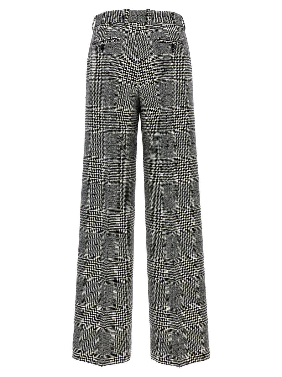 Dolce and Gabbana Sartoriale Wool Cashmere Trousers for Women - Pied de Poule Tailored Luxury Officewear