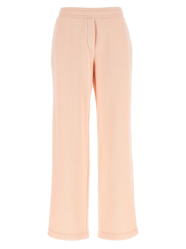 Dolce And Gabbana Logo Embroidered Joggers For Women In Honeycomb Cotton With Brushed Interior And Flared Wide Leg