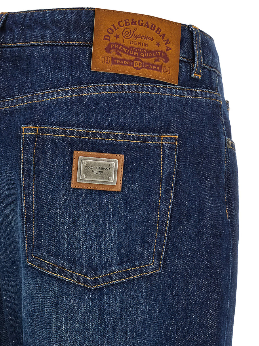 Dolce & Gabbana Stretched Pleated Trompe Loeil Jeans