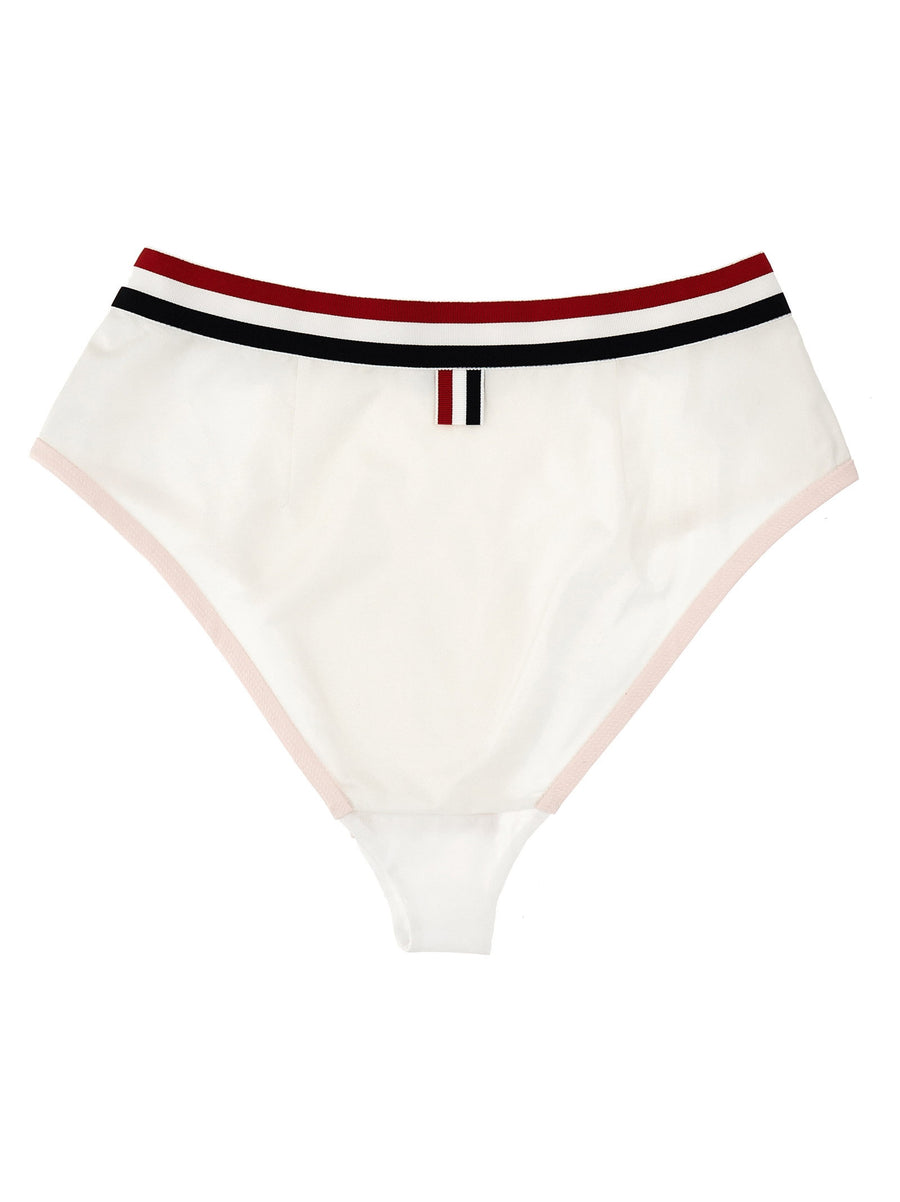 Thom Browne RWB Briefs White Oxford Cotton With Silk Lining Signature RWB Waistband For Women