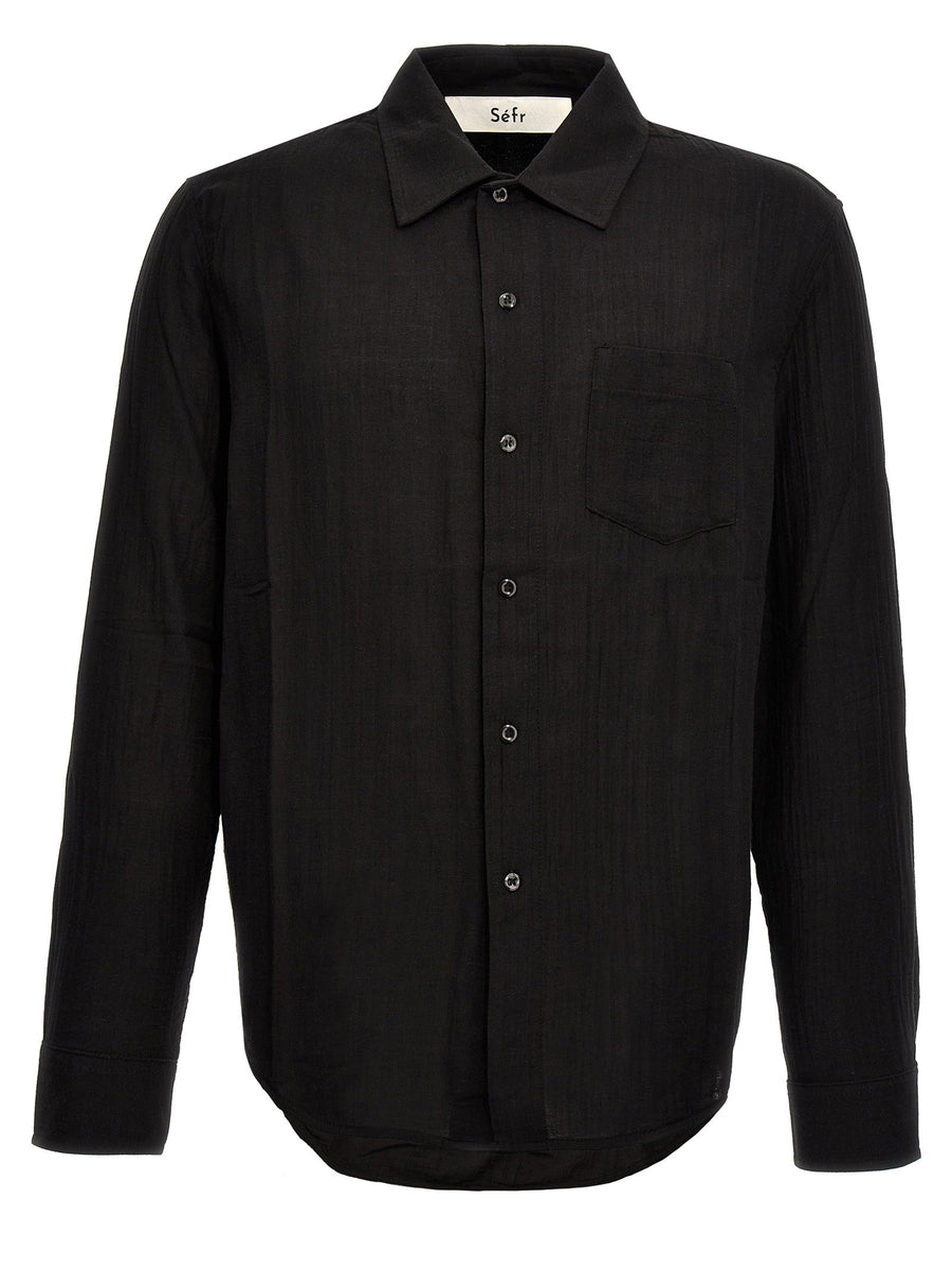 Séfr Leo Shirt for Men Breathable Cotton Voile Black Front Pocket Timeless Versatility
