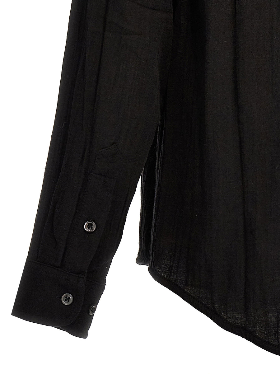 Séfr Leo Shirt for Men Breathable Cotton Voile Black Front Pocket Timeless Versatility
