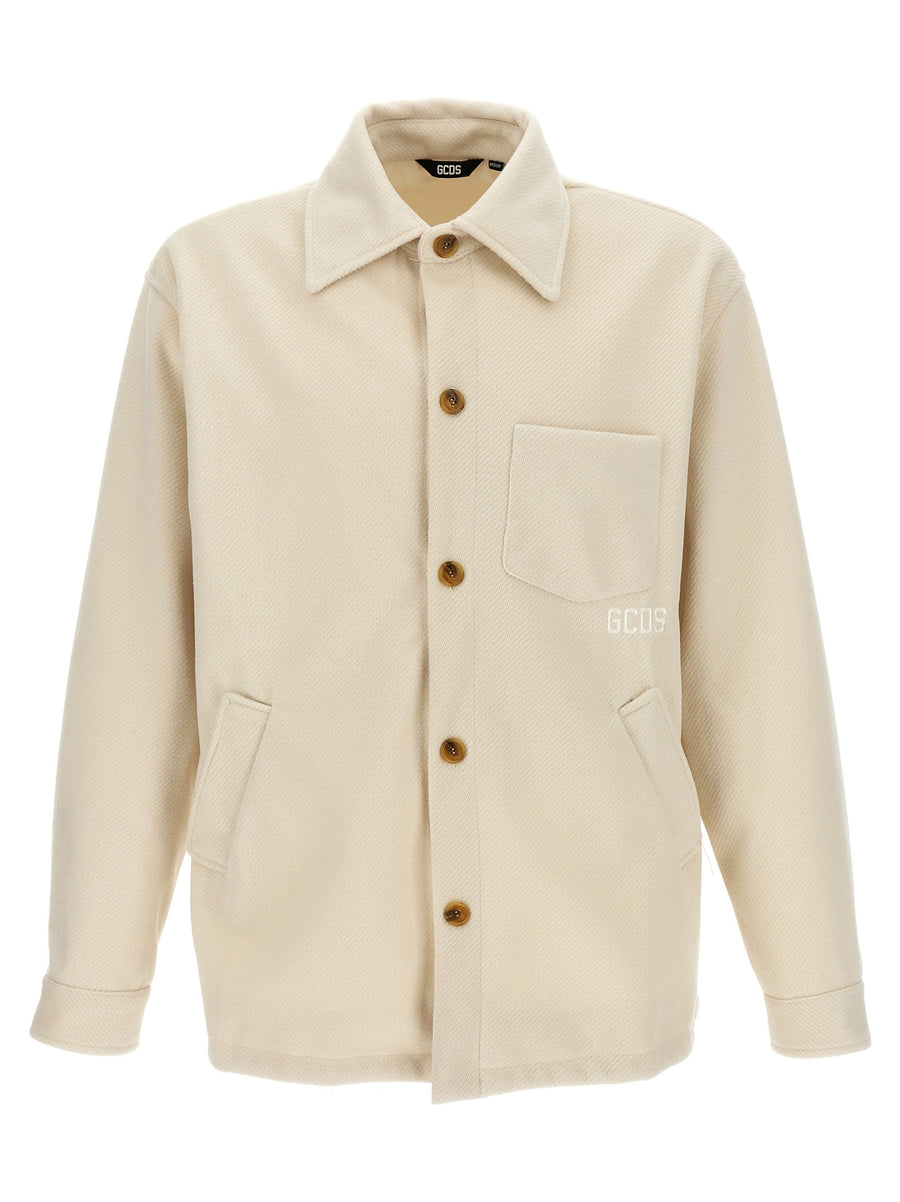 GCDS Logo Embroidery Jacket for Men Refined Luxury Tone On Tone Front And Back Premium Craft