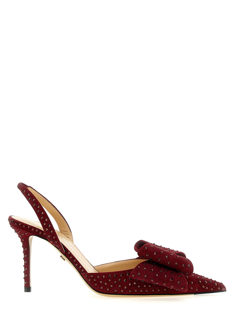 Mach & Mach Le Cadeau Slingback Bordeaux Suede With Rhinestone Bow Couture Evening Pump For Women