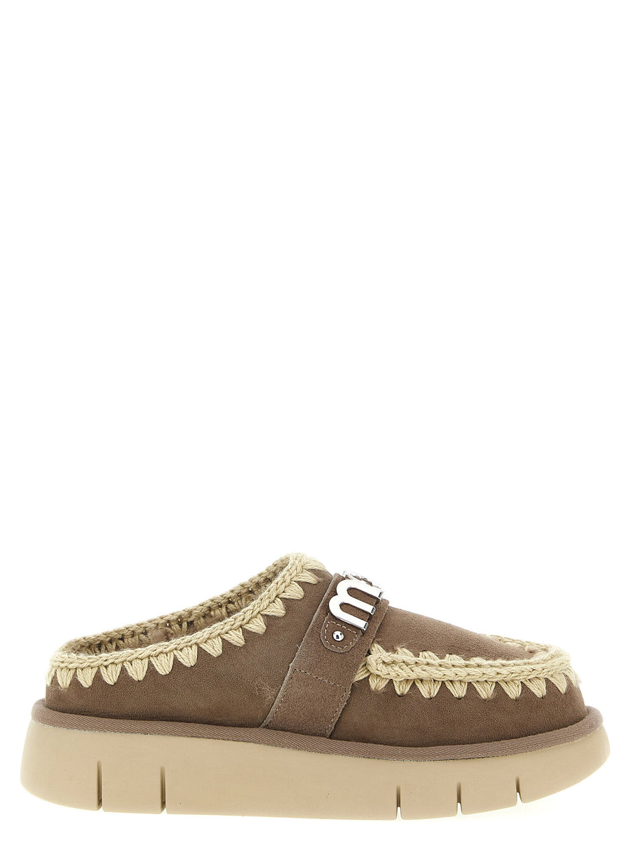 Mou Bounce Clog Sabots For Women Luxury Cozy Sheepskin Leather With Plush Fur Lining And Rubber Sole