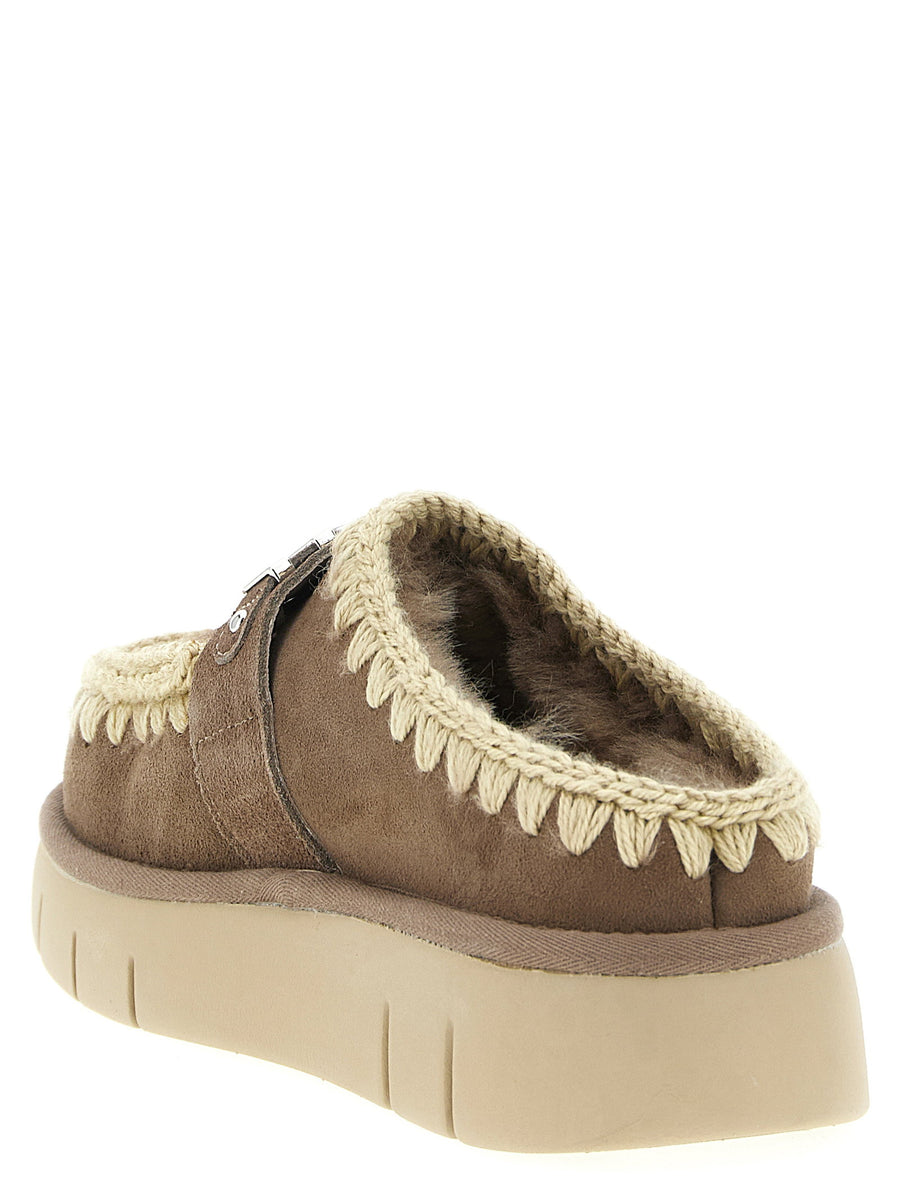 Mou Bounce Clog Sabots For Women Luxury Cozy Sheepskin Leather With Plush Fur Lining And Rubber Sole