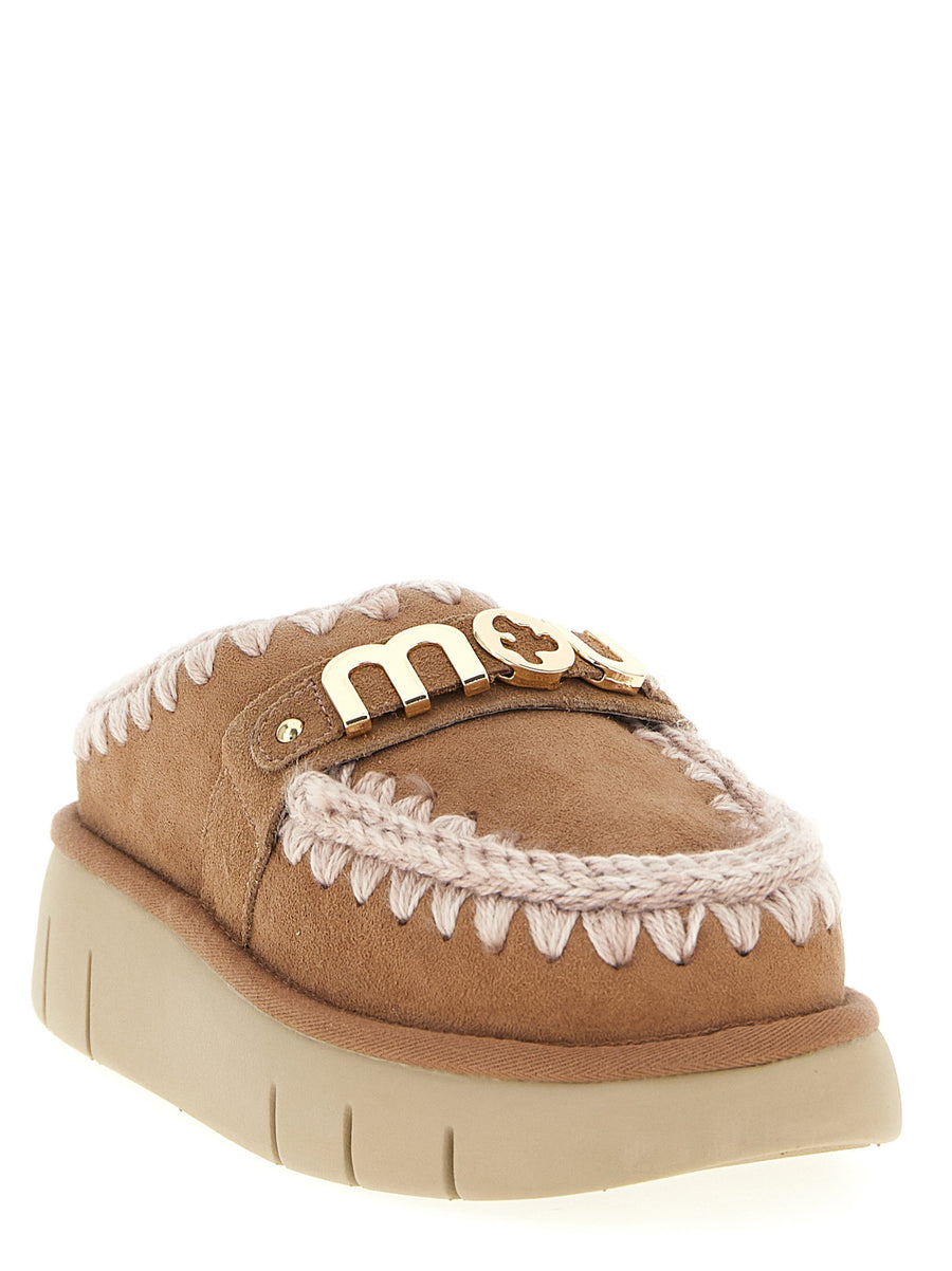 Mou Bounce Clog Sabots Women Multicolor Sheepskin Leather Plush Fur Lined Front Logo Flat Shoes With Rubber Sole