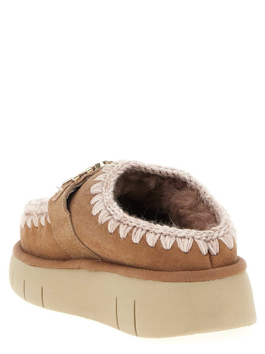 Mou Bounce Clog Sabots Women Multicolor Sheepskin Leather Plush Fur Lined Front Logo Flat Shoes With Rubber Sole