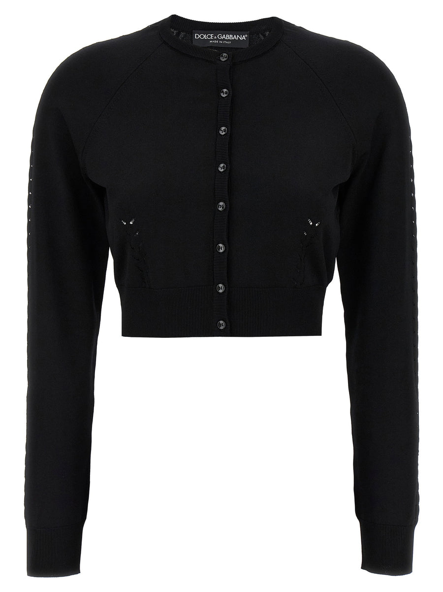 Dolce and Gabbana Viscose Cardigan For Women Cropped Crew Neck Modern Luxe Silhouette