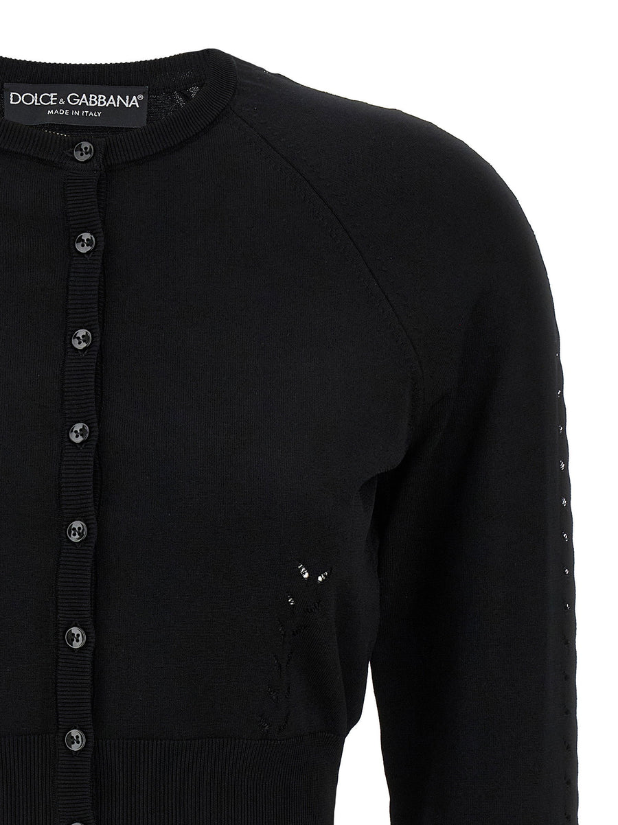 Dolce and Gabbana Viscose Cardigan For Women Cropped Crew Neck Modern Luxe Silhouette