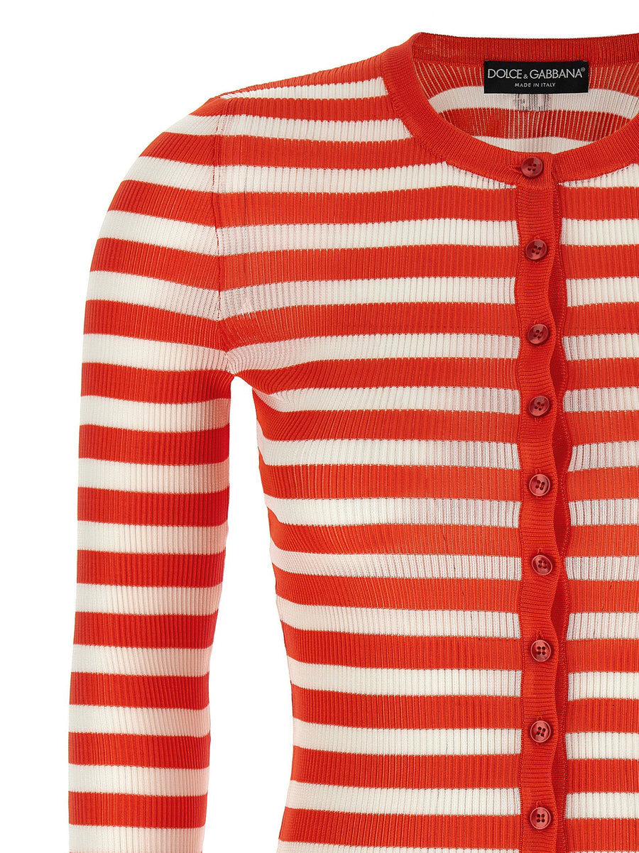 Dolce Gabbana Striped Viscose Cardigan For Women Luxurious Versatile Layering Top