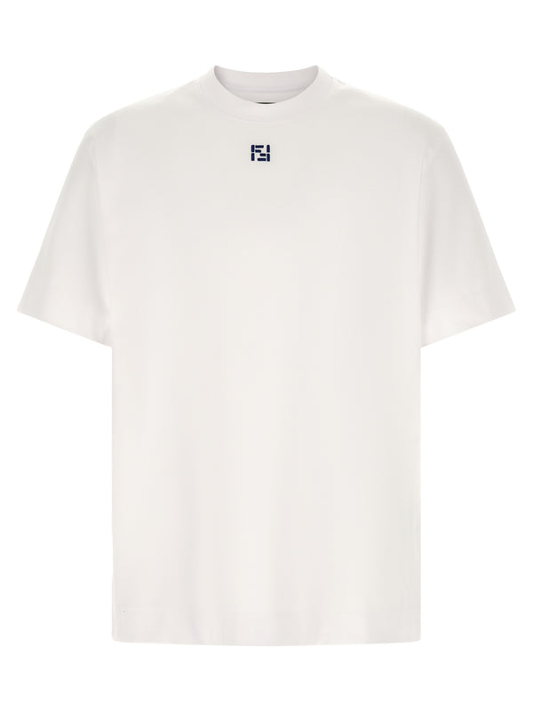 Fendi FF Selleria T Shirt For Men 100 Percent Cotton With Logo Embroidery Premium Topwear