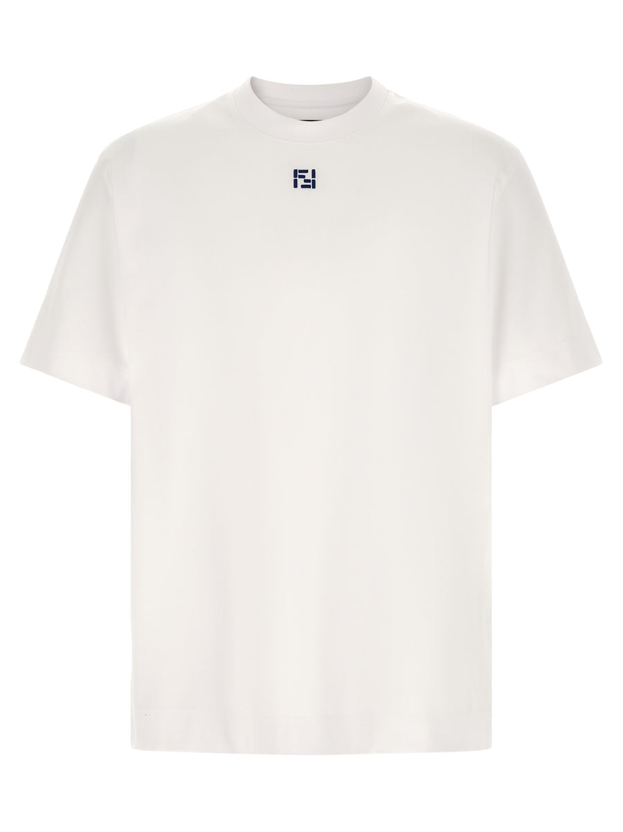 Fendi FF Selleria T Shirt For Men 100 Percent Cotton With Logo Embroidery Premium Topwear