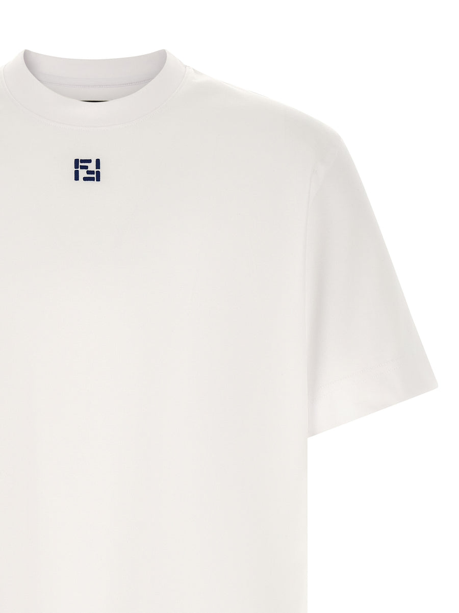 Fendi FF Selleria T Shirt For Men 100 Percent Cotton With Logo Embroidery Premium Topwear
