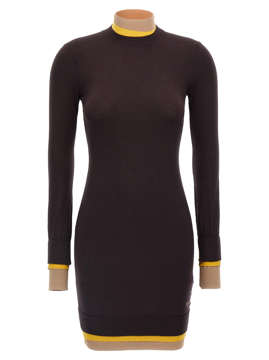 Fendi Purple Layering Dress Women Versatile Panels