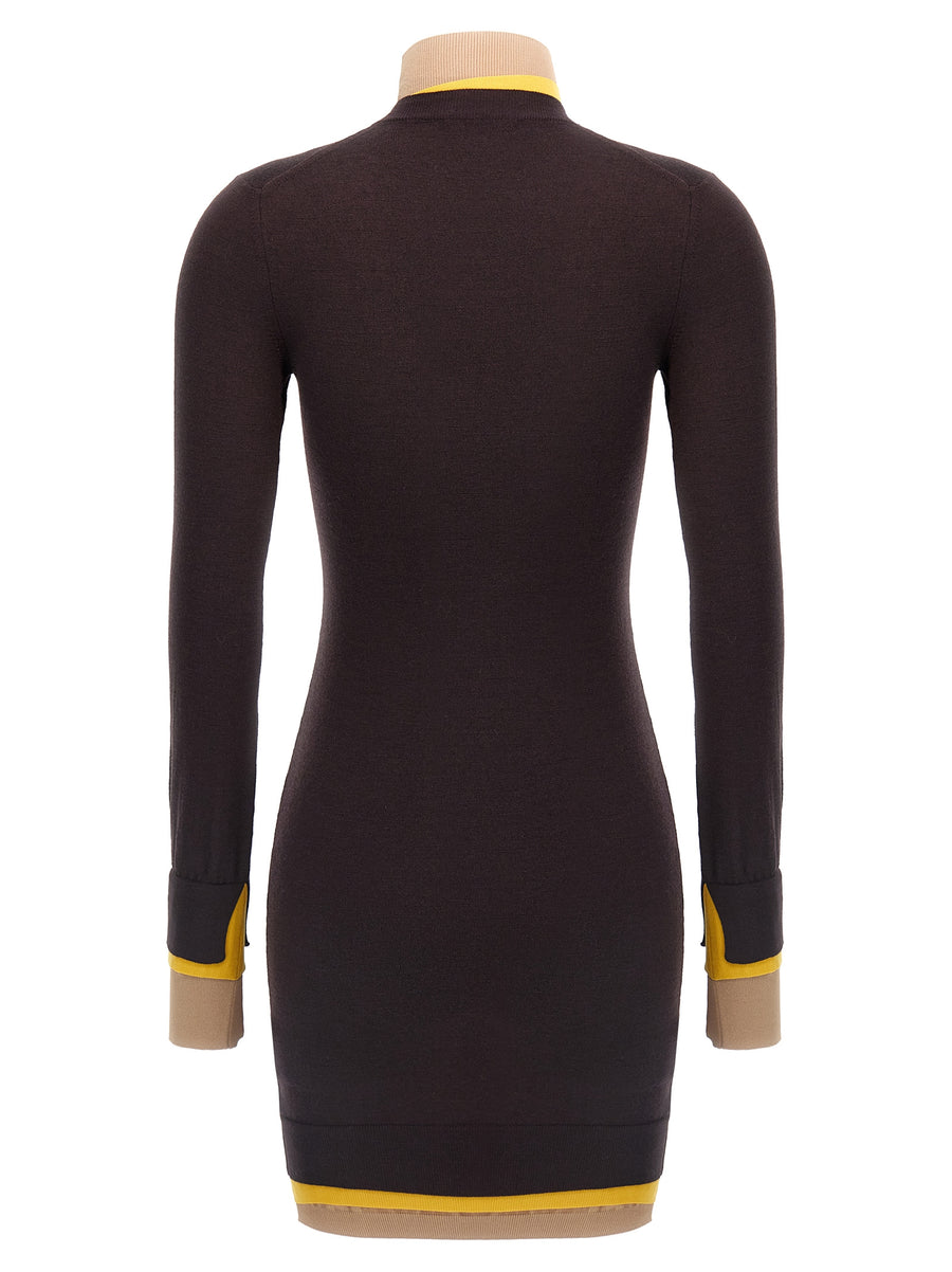 Fendi Purple Layering Dress Women Versatile Panels