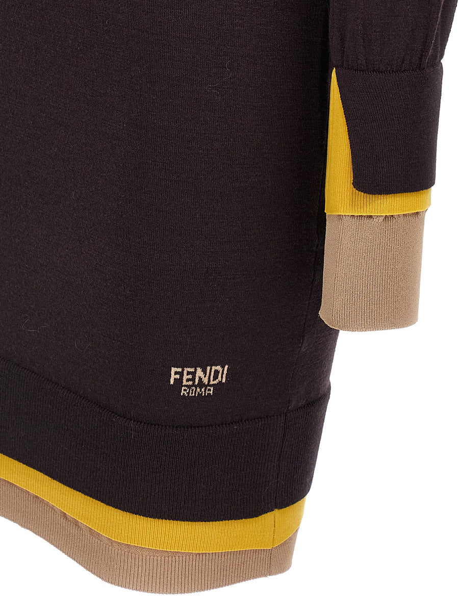Fendi Purple Layering Dress Women Versatile Panels