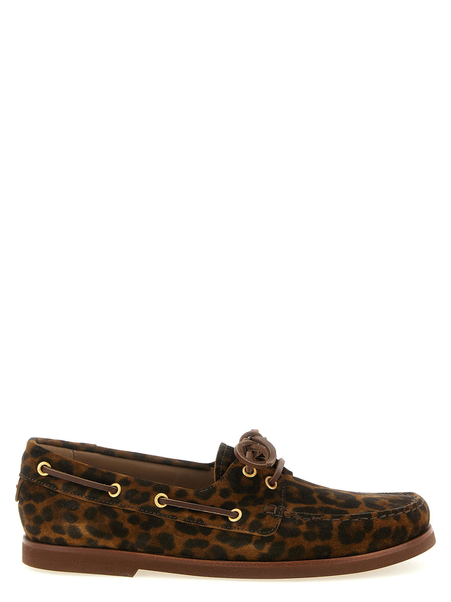 Gianvito Rossi Vandée Leopard Print Suede Boat Shoe For Women Luxurious Everyday Elegance