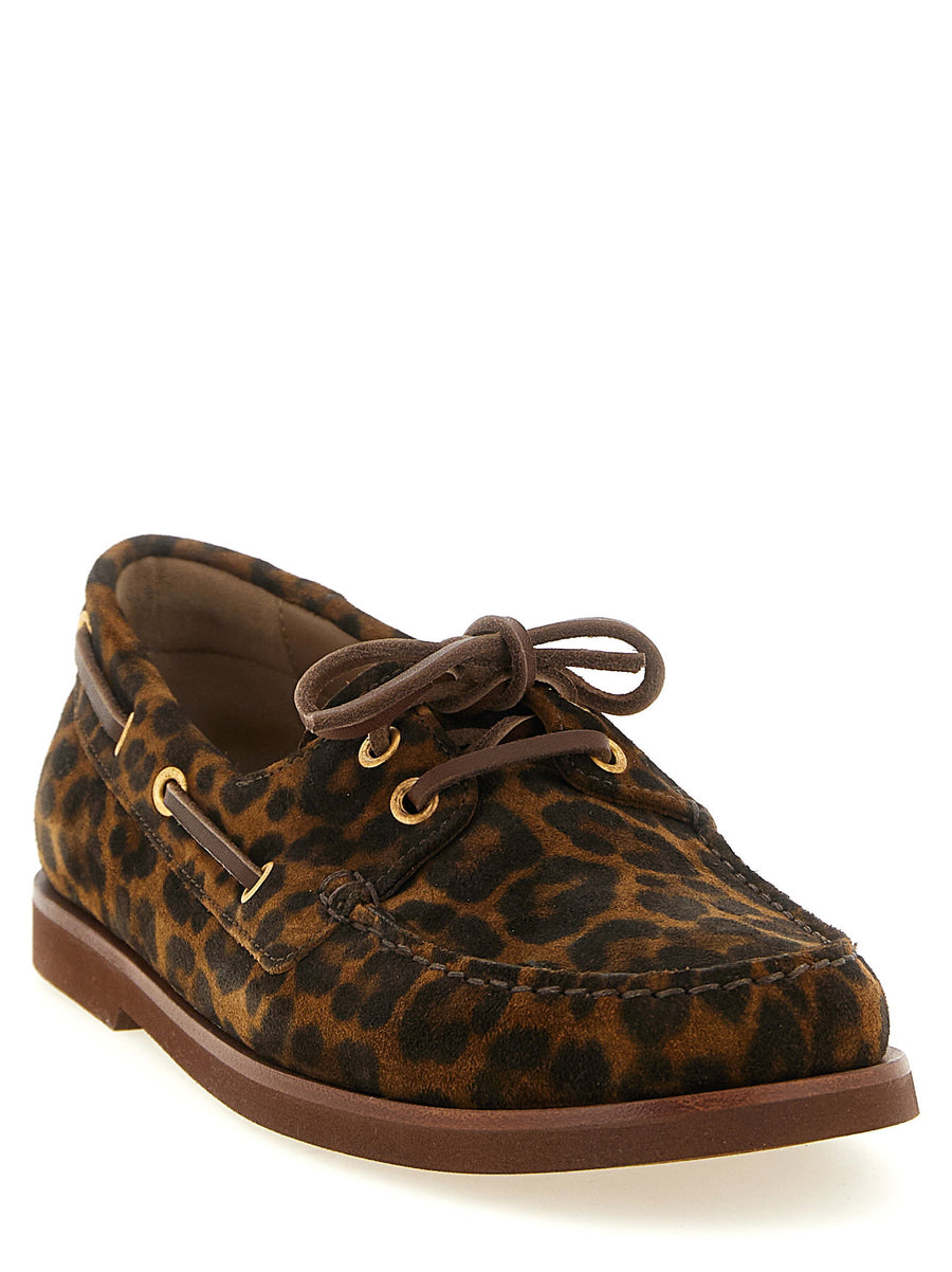 Gianvito Rossi Vandée Leopard Print Suede Boat Shoe For Women Luxurious Everyday Elegance