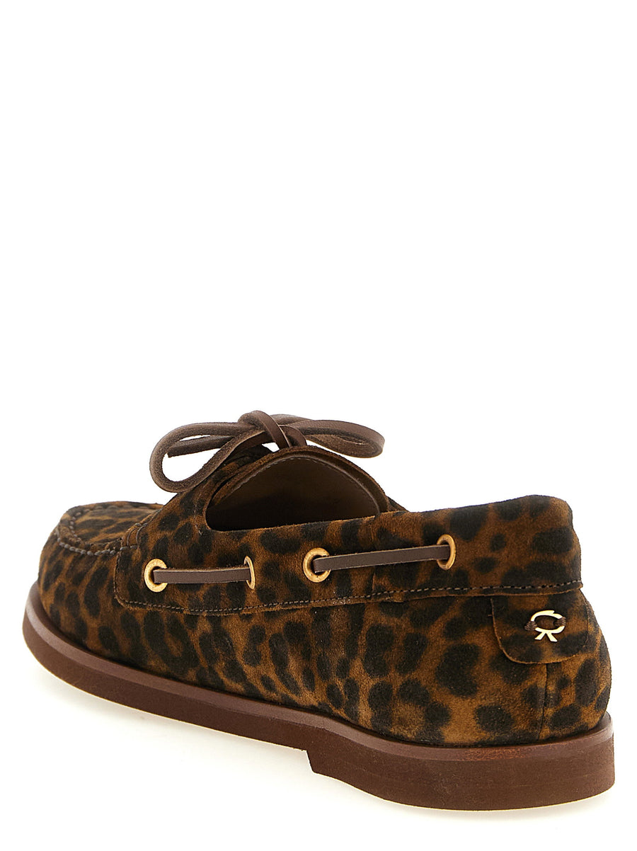 Gianvito Rossi Vandée Leopard Print Suede Boat Shoe For Women Luxurious Everyday Elegance